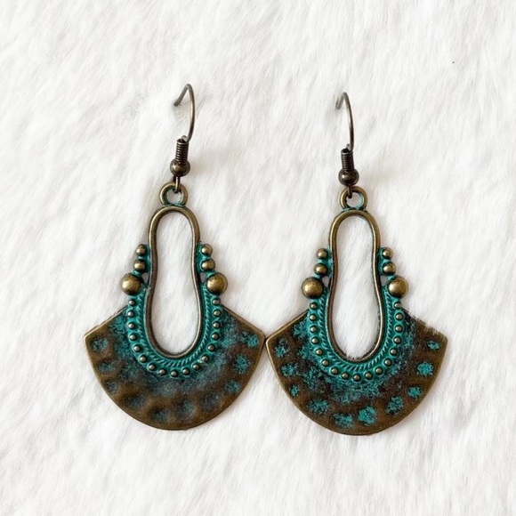 Jewelry - 5/$15 🩷 MUST BUNDLE Boho Patina Teardrop Dangle Earrings - Turquoise Green